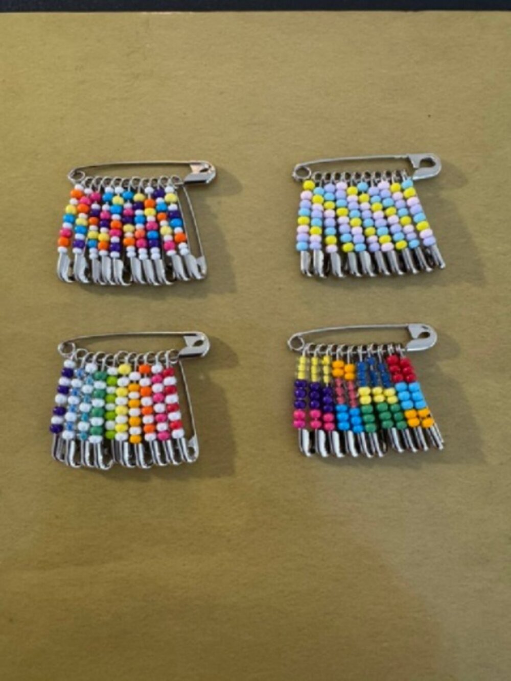 Handmade Beaded Safety Pins — 4 sets 🌈📌
